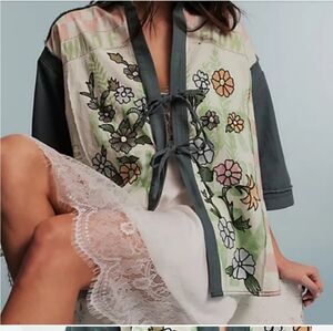 Floral Embroidered Kimono Jacket